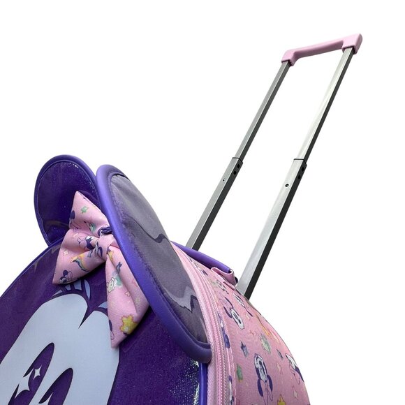 Disney Kids Purple & Pink Sparkling Minnie Mouse Rolling Luggage Size M - Picture 5 of 9